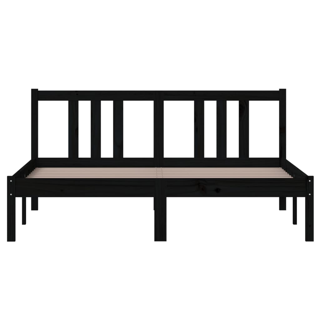 Bedframe Massief Hout Zwart 140X200 Cm