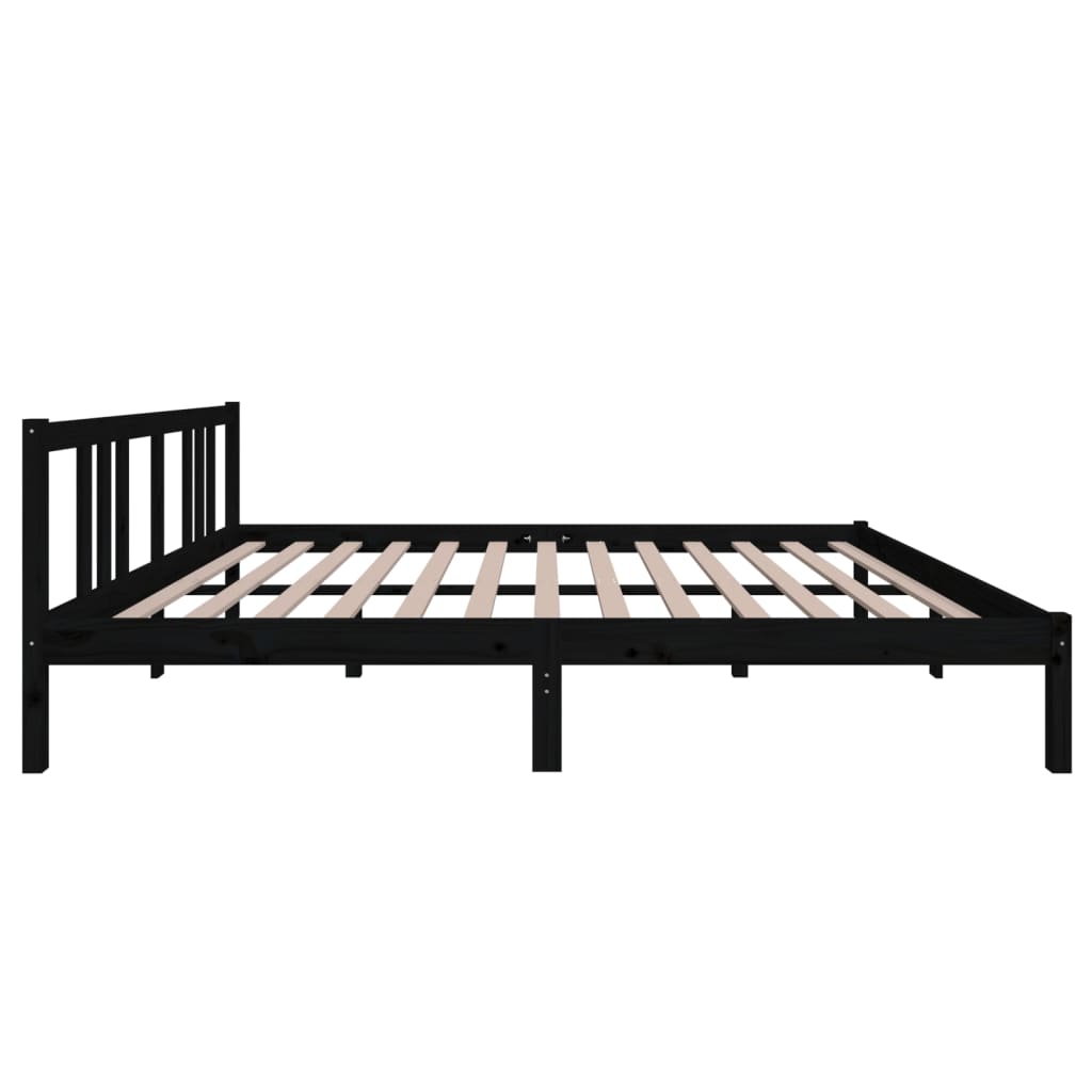 Bedframe Massief Hout Zwart 140X200 Cm