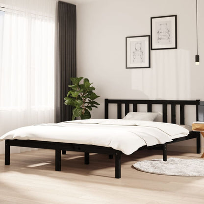 Bedframe Massief Hout Zwart 140X200 Cm