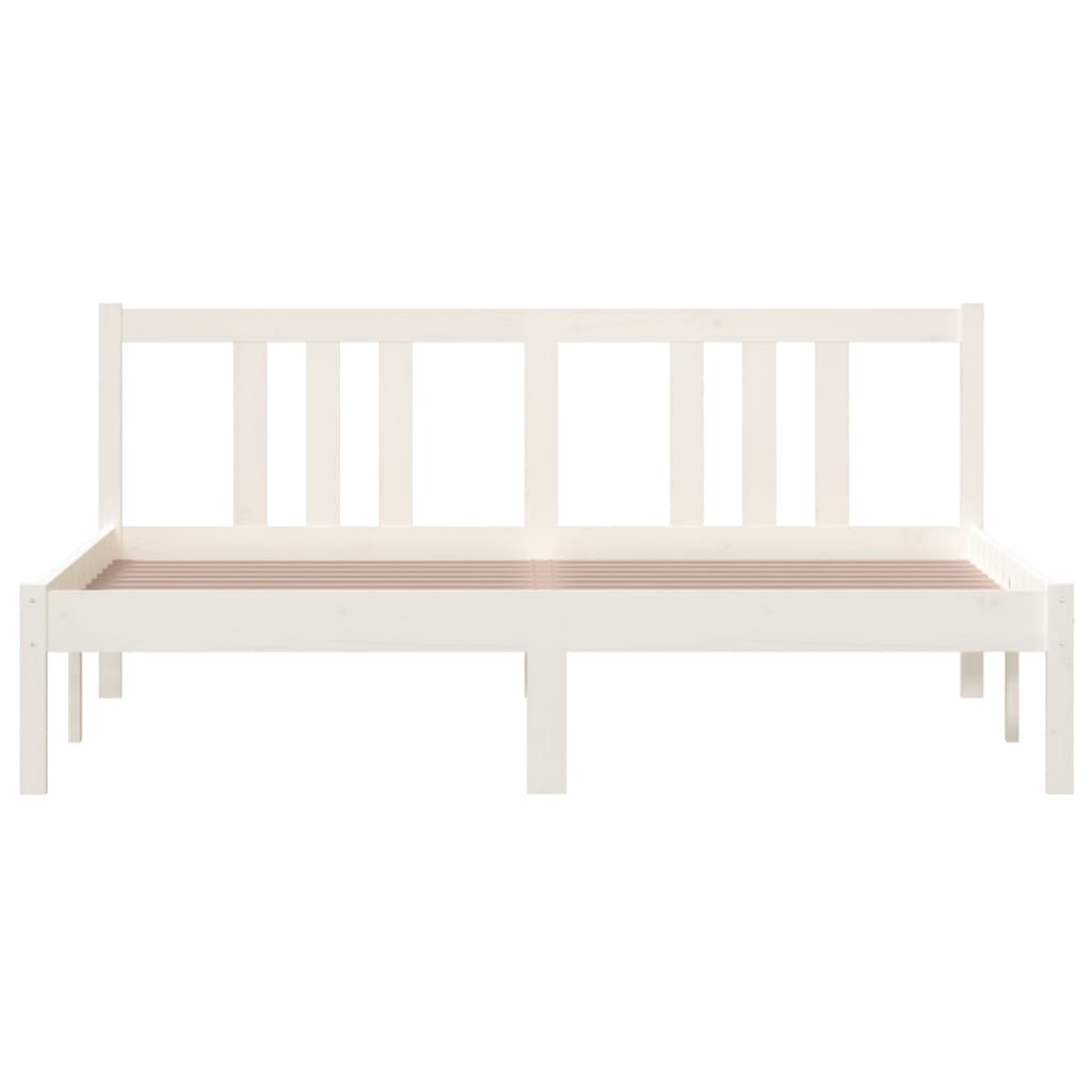 Bedframe Massief Hout Wit 150X200 Cm 5Ft King Size
