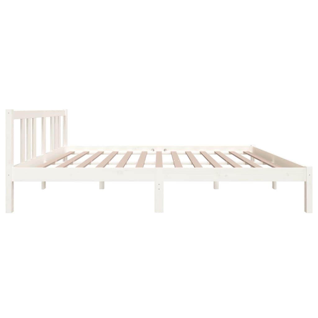 Bedframe Massief Hout Wit 150X200 Cm 5Ft King Size