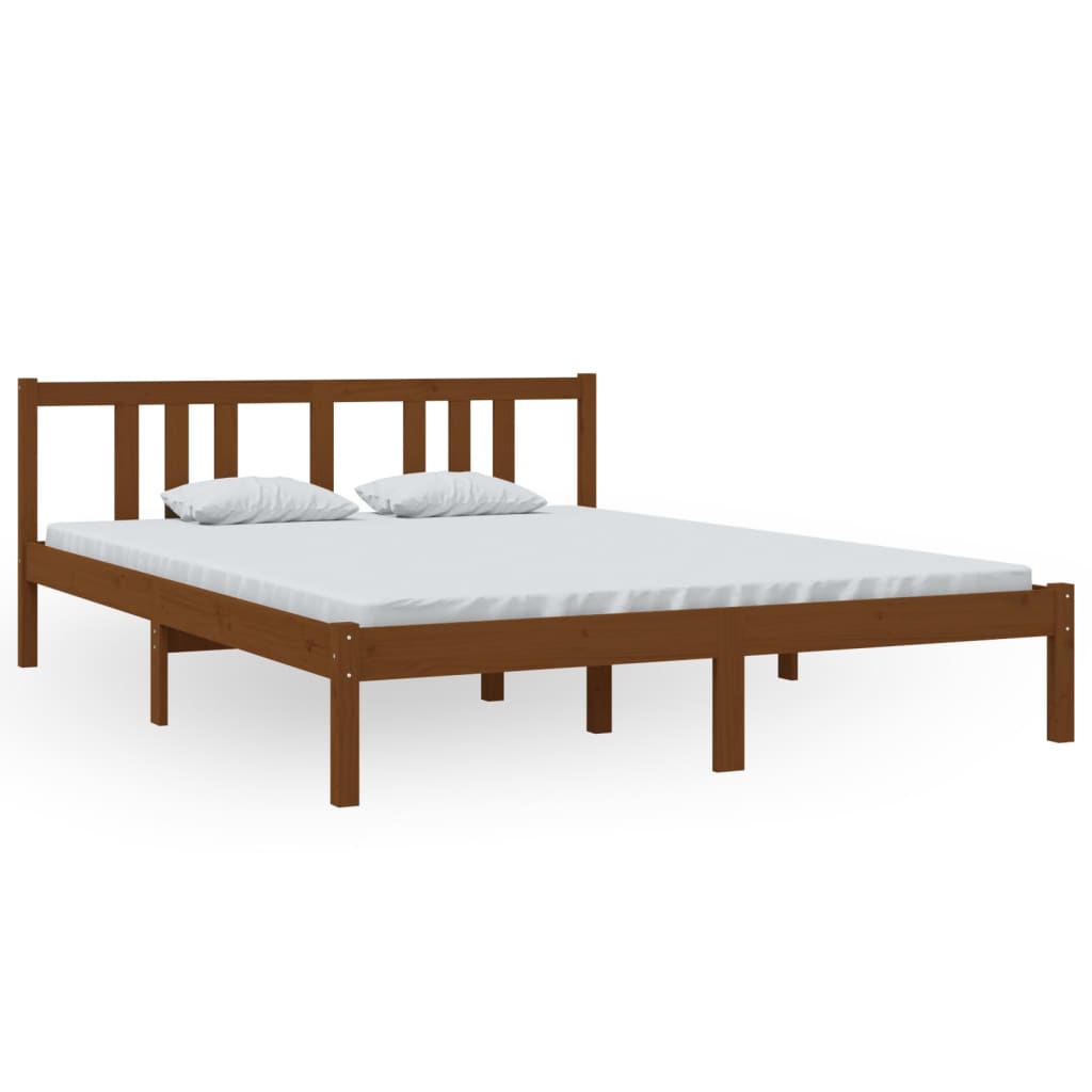 Bedframe Massief Hout Honingbruin 150X200 Cm 5Ft King Size