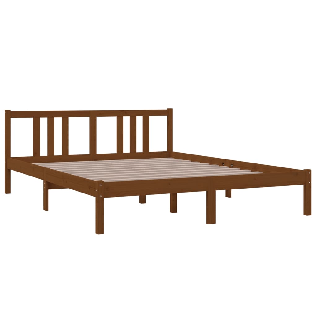 Bedframe Massief Hout Honingbruin 150X200 Cm 5Ft King Size