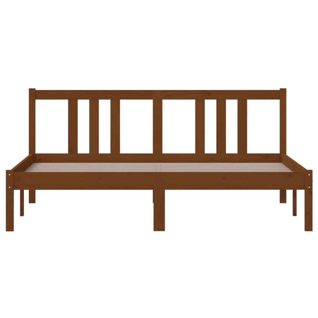 Bedframe Massief Hout Honingbruin 150X200 Cm 5Ft King Size