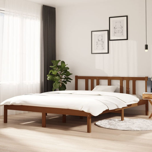 Bedframe Massief Hout Honingbruin 150X200 Cm 5Ft King Size