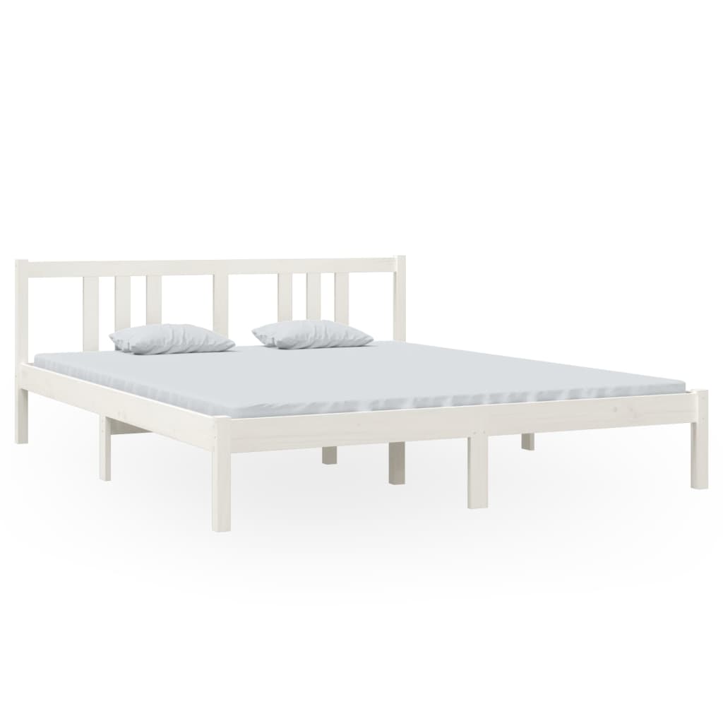 Bedframe Massief Hout Wit 160X200 Cm