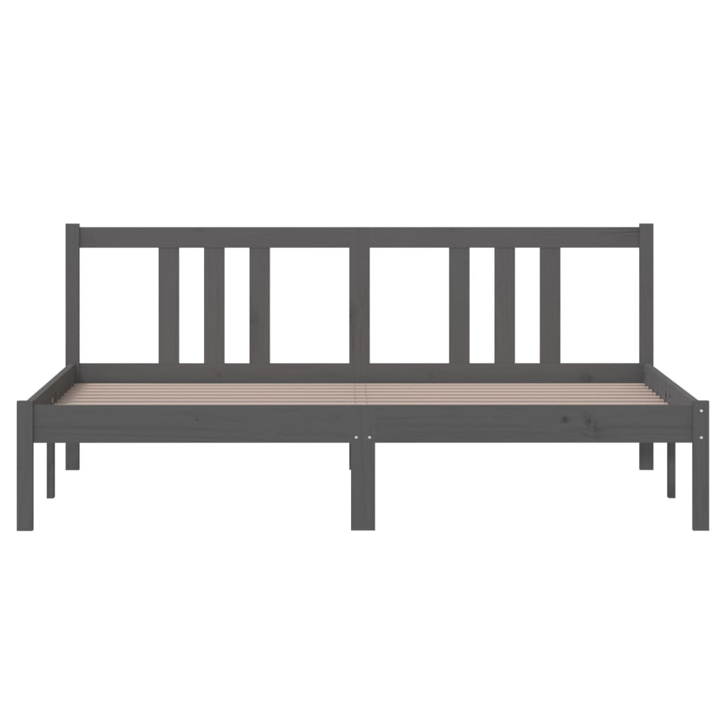Bedframe Massief Hout Grijs 160X200 Cm