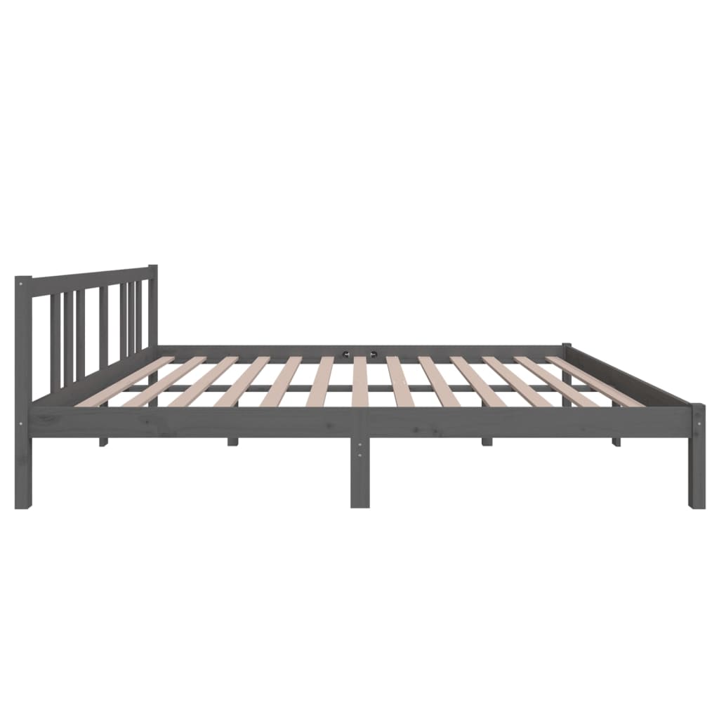 Bedframe Massief Hout Grijs 160X200 Cm