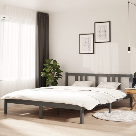 Bedframe Massief Hout Grijs 160X200 Cm