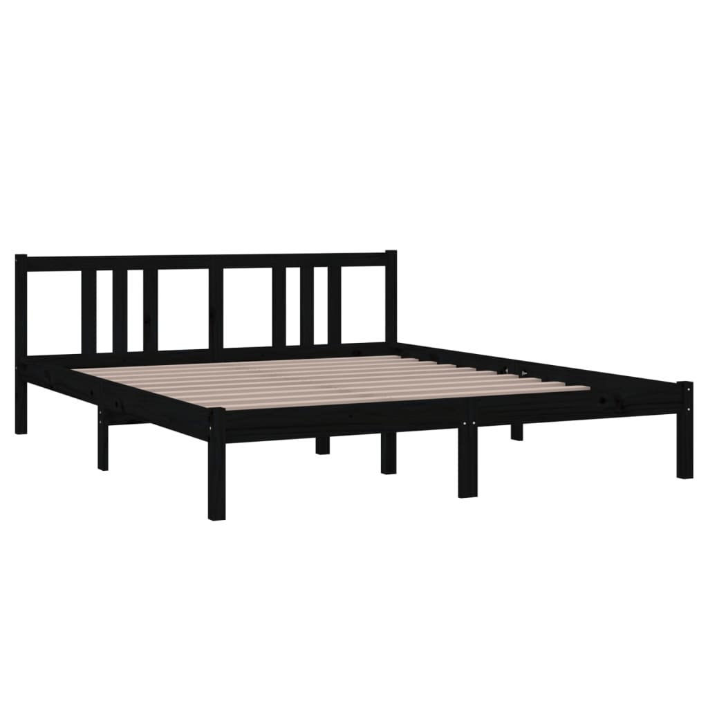Bedframe Massief Hout Zwart 160X200 Cm
