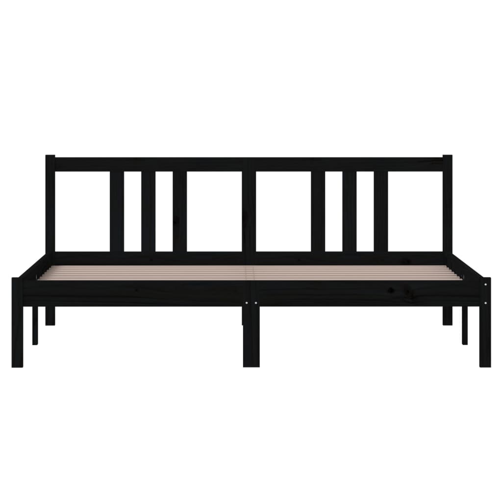 Bedframe Massief Hout Zwart 160X200 Cm