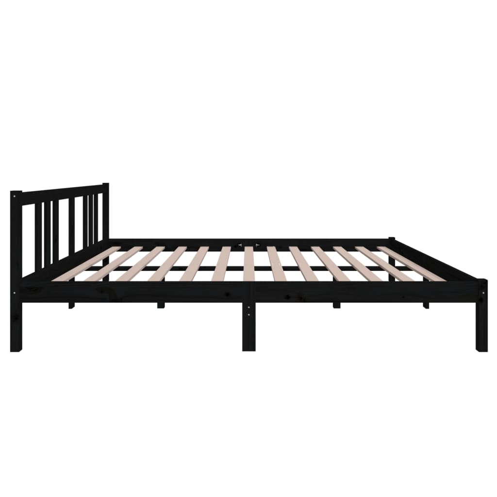 Bedframe Massief Hout Zwart 160X200 Cm