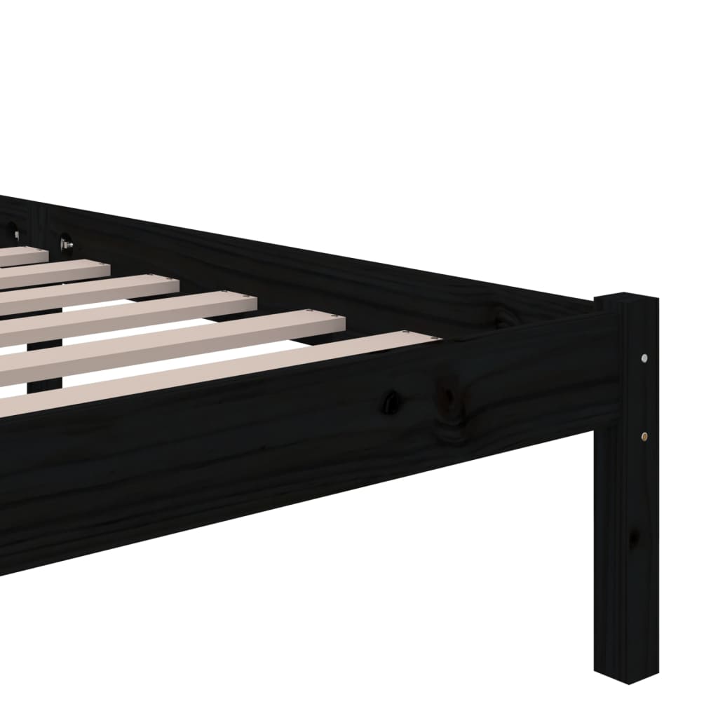 Bedframe Massief Hout Zwart 160X200 Cm
