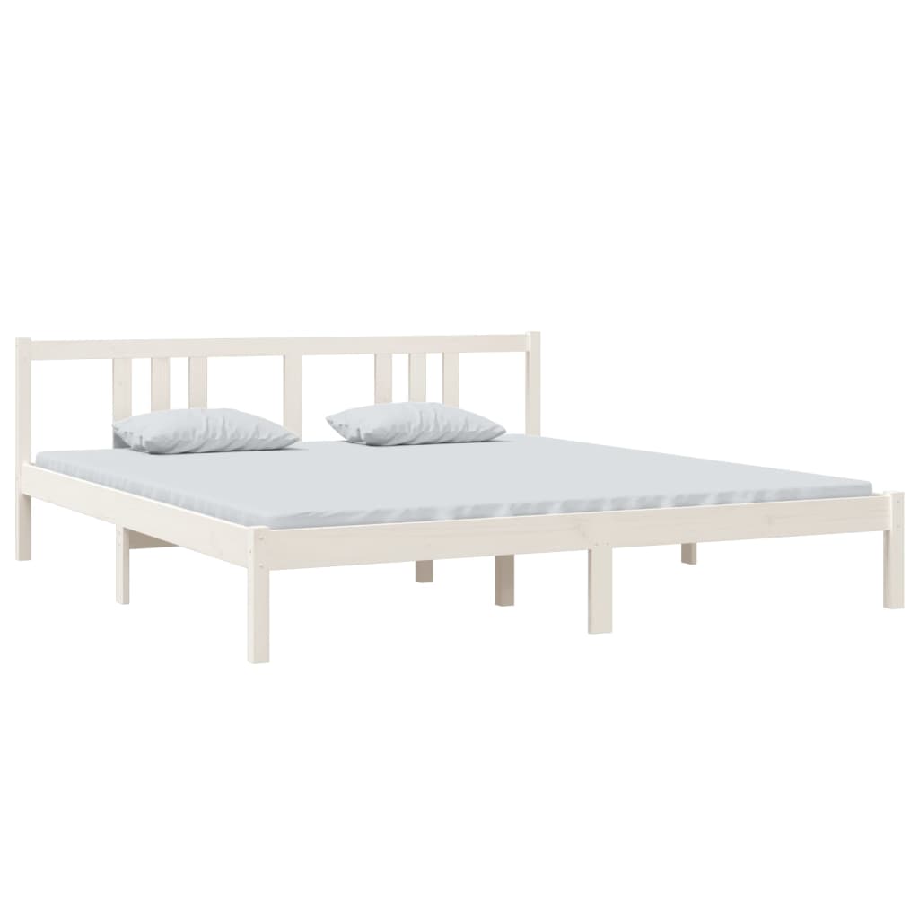 Bedframe Massief Hout Wit 180X200 Cm 6Ft Super King