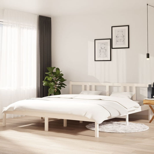 Bedframe Massief Hout Wit 180X200 Cm 6Ft Super King