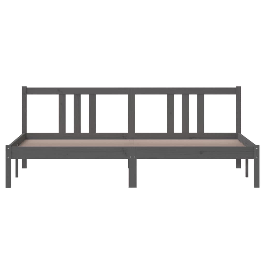 Bedframe Massief Hout Grijs 180X200 Cm 6Ft Super King