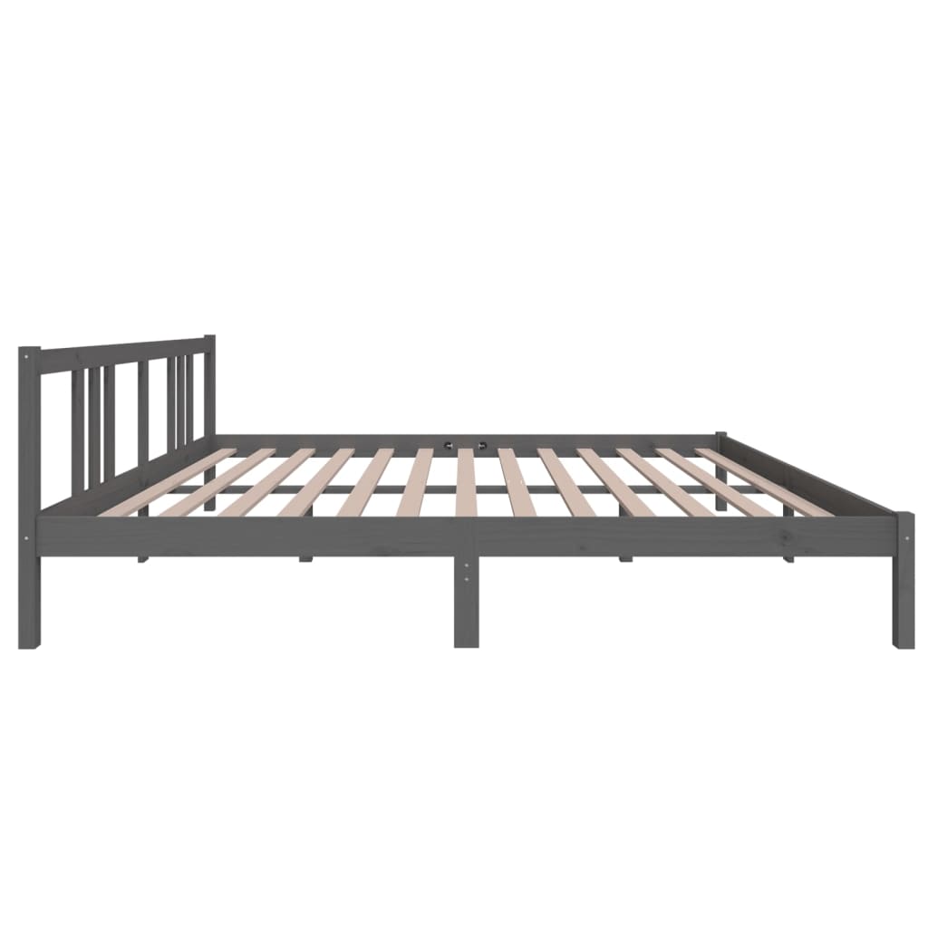 Bedframe Massief Hout Grijs 180X200 Cm 6Ft Super King
