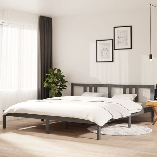 Bedframe Massief Hout Grijs 180X200 Cm 6Ft Super King