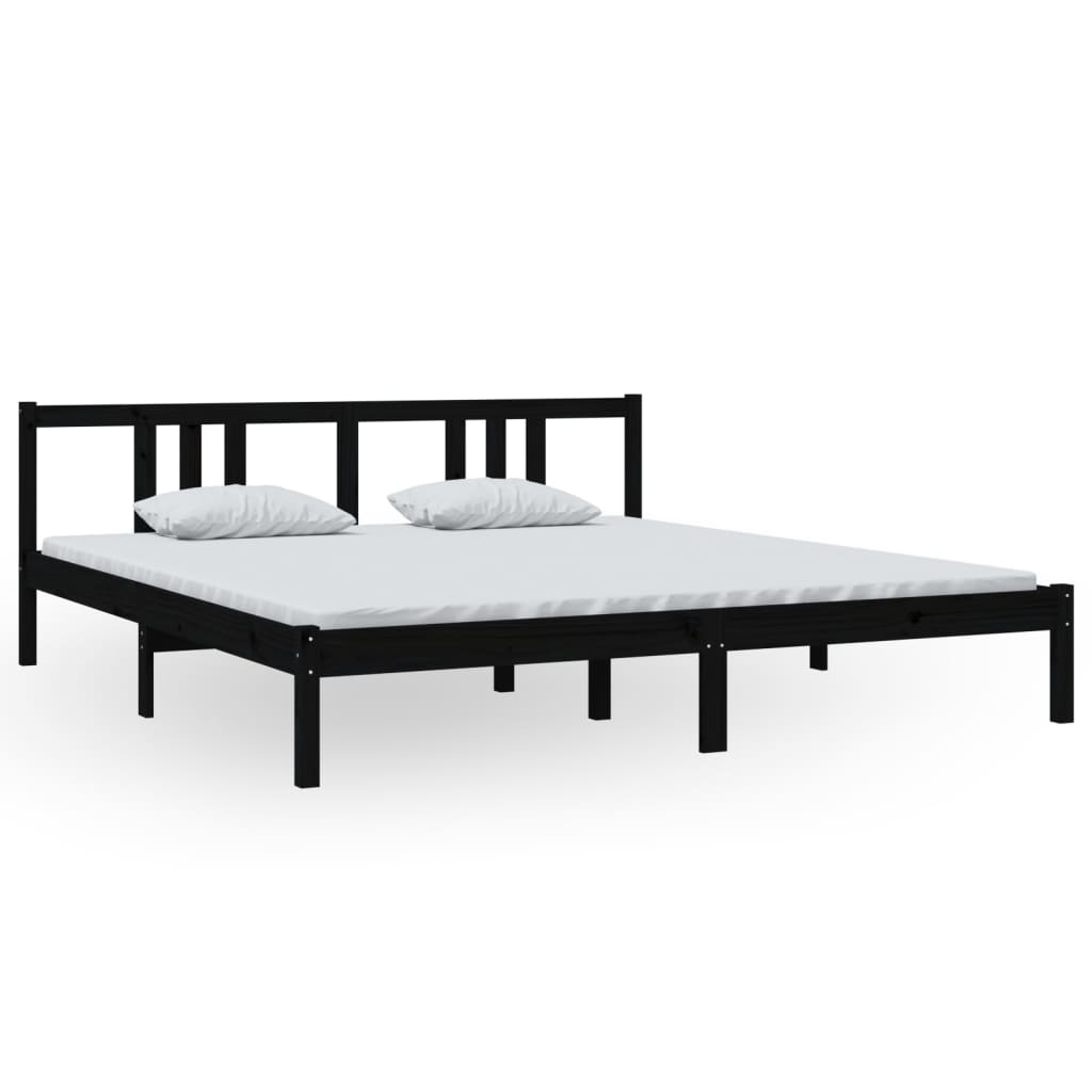 Bedframe Massief Hout Zwart 180X200 Cm 6Ft Super King