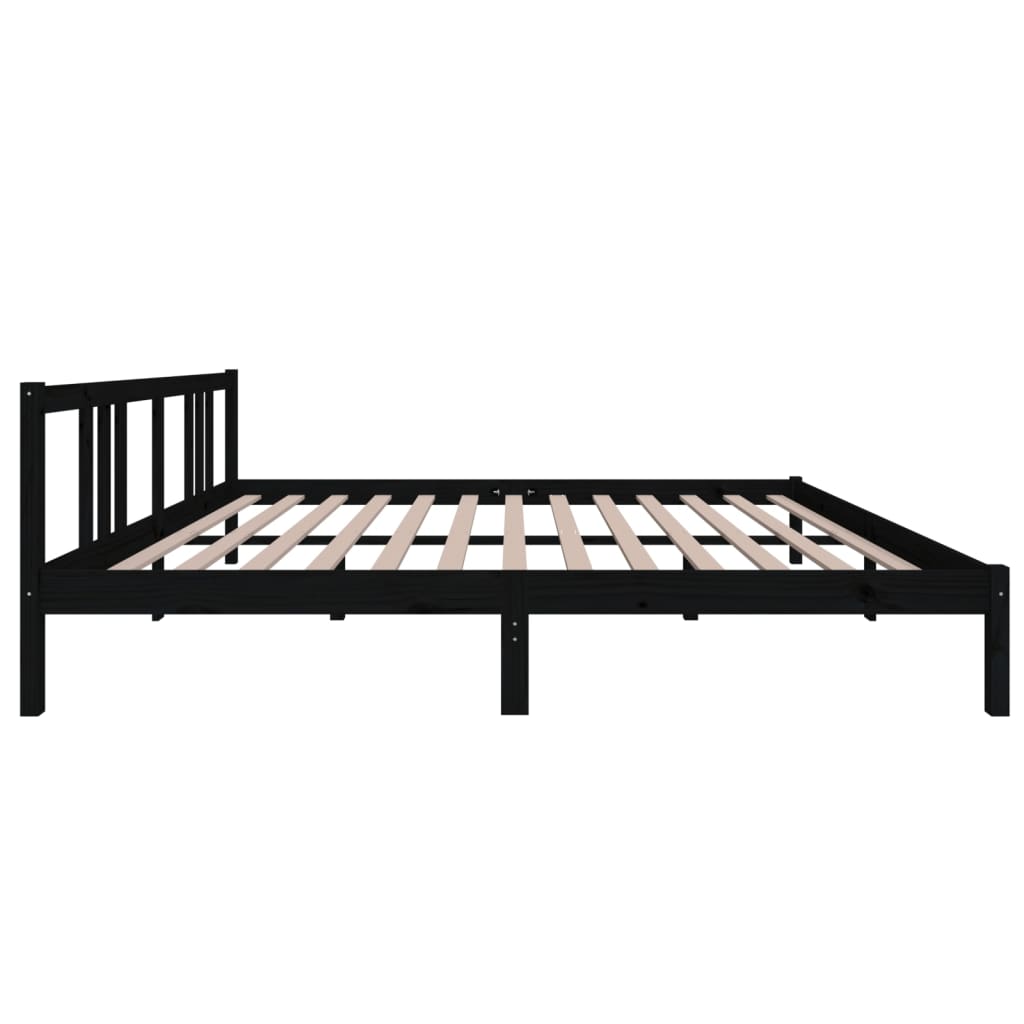 Bedframe Massief Hout Zwart 180X200 Cm 6Ft Super King