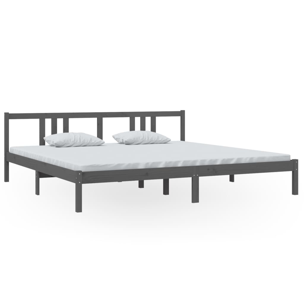 Bedframe Massief Hout Grijs 200X200 Cm