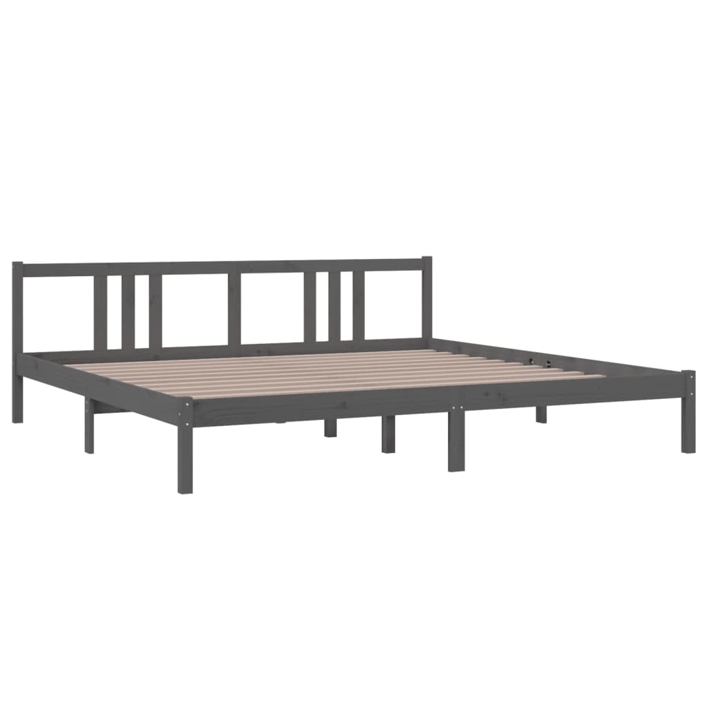 Bedframe Massief Hout Grijs 200X200 Cm