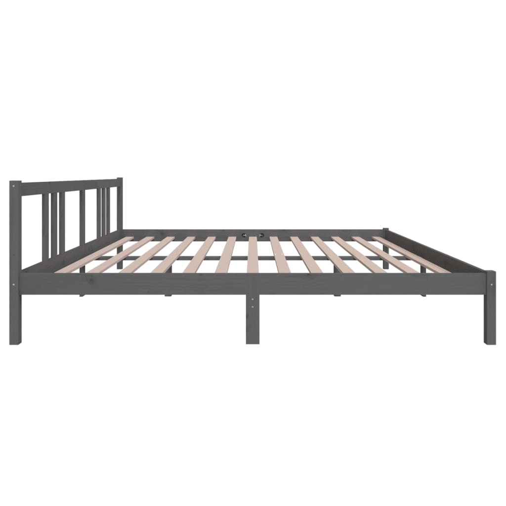 Bedframe Massief Hout Grijs 200X200 Cm