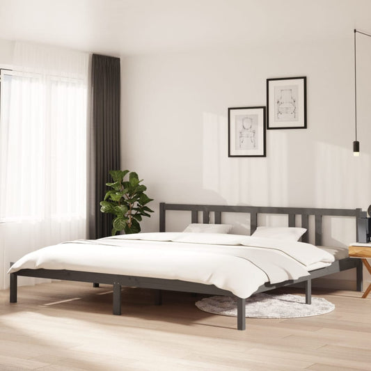 Bedframe Massief Hout Grijs 200X200 Cm