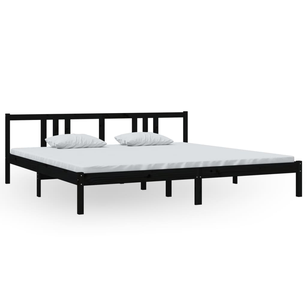 Bedframe Massief Hout Zwart 200X200 Cm