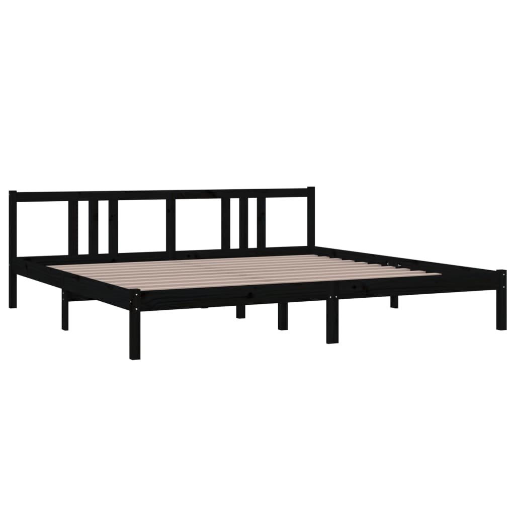 Bedframe Massief Hout Zwart 200X200 Cm