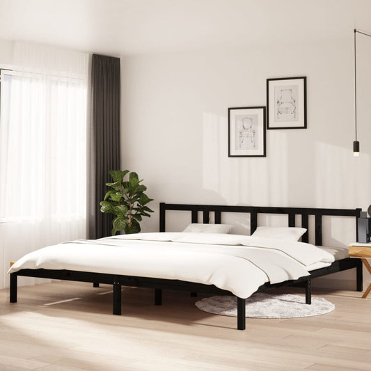 Bedframe Massief Hout Zwart 200X200 Cm