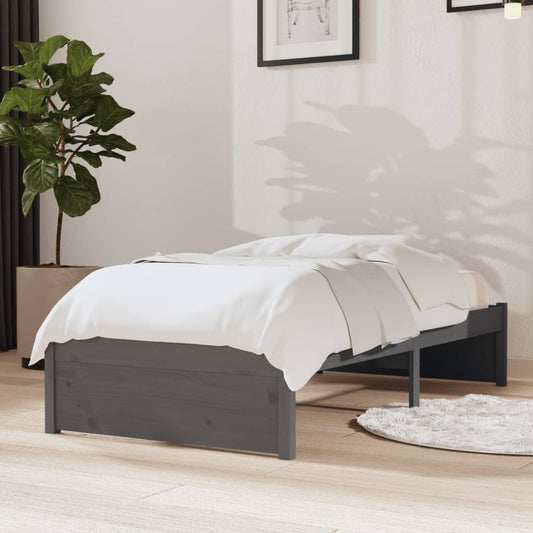Bedframe Massief Hout Grijs 75X190 Cm 2Ft6 Small Single