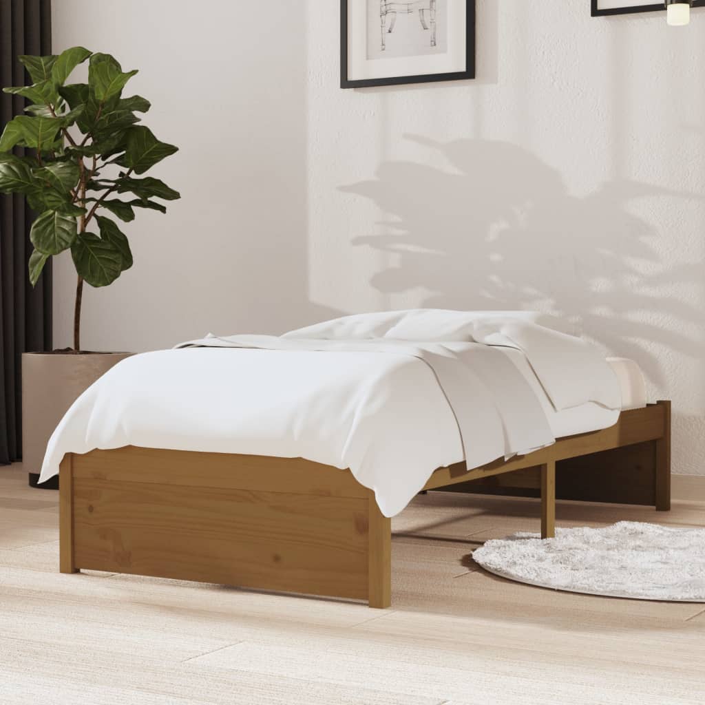 Bedframe Massief Hout Honingbruin 75X190 Cm 2Ft6 Small Single