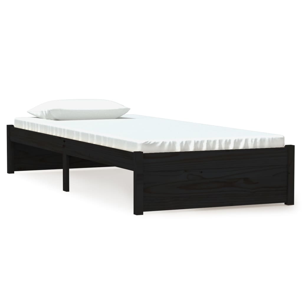 Bedframe Massief Hout Zwart 75X190 Cm 2Ft6 Small Single