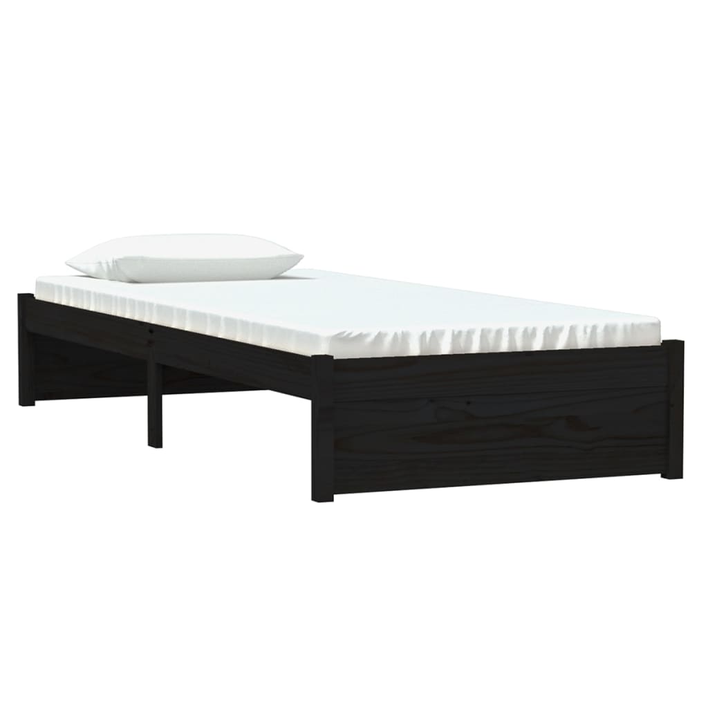 Bedframe Massief Hout Zwart 75X190 Cm 2Ft6 Small Single