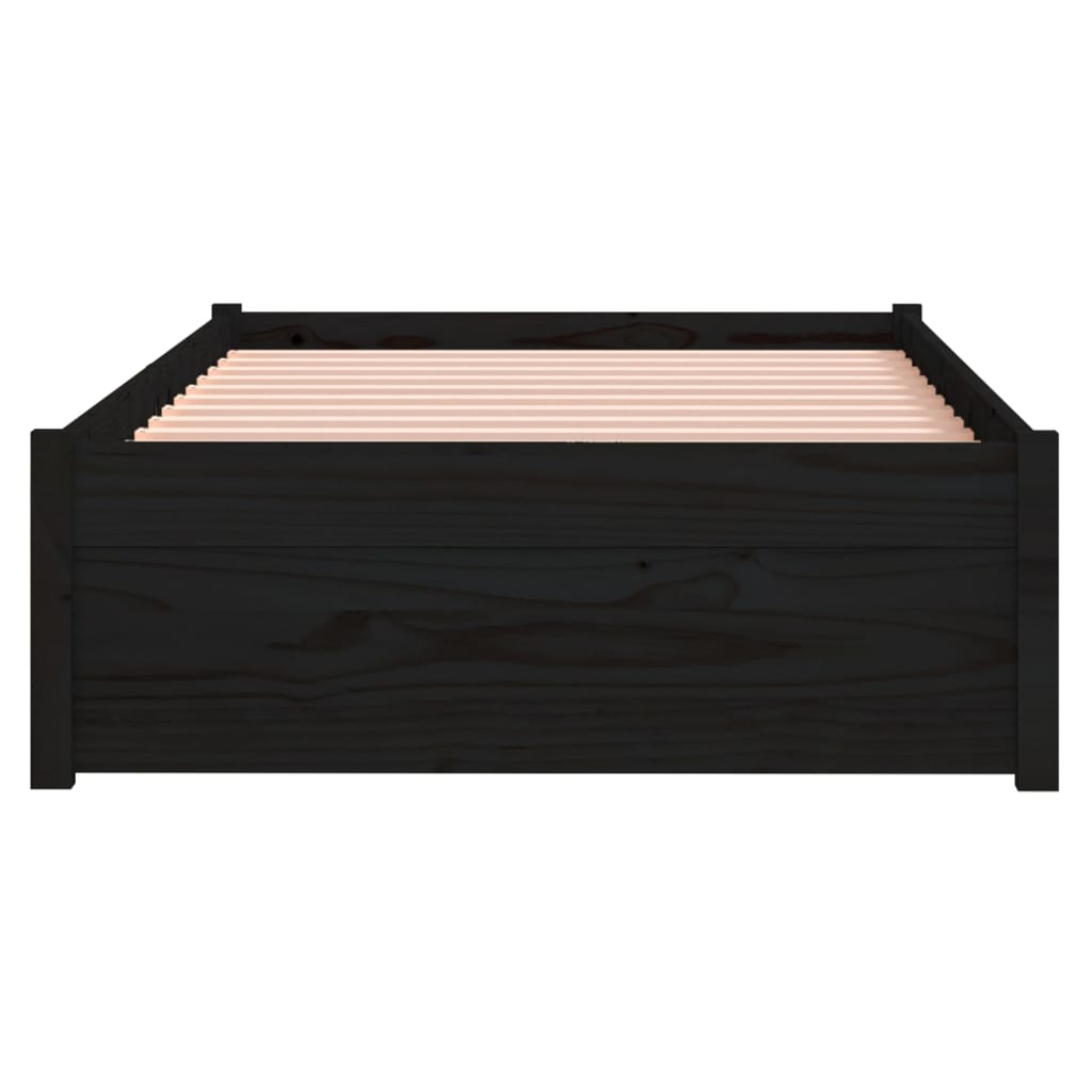 Bedframe Massief Hout Zwart 75X190 Cm 2Ft6 Small Single