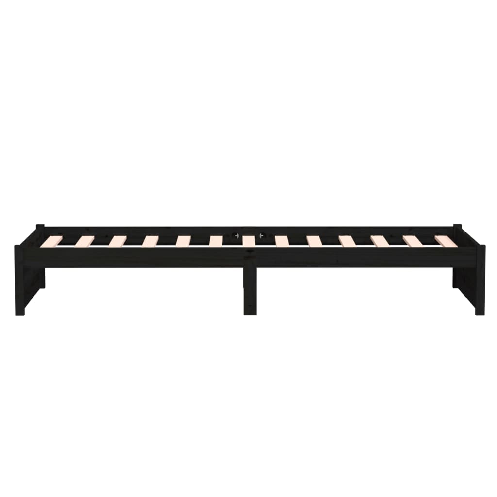 Bedframe Massief Hout Zwart 75X190 Cm 2Ft6 Small Single