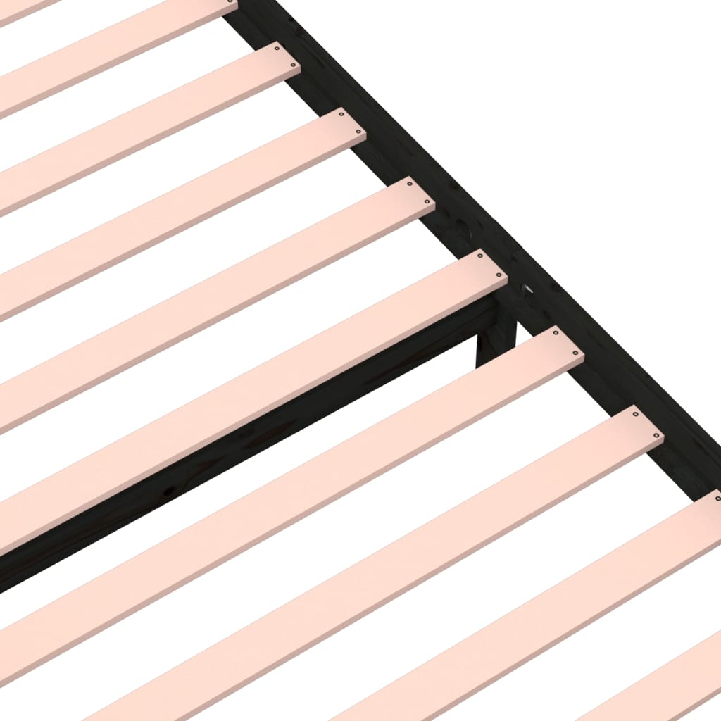 Bedframe Massief Hout Zwart 75X190 Cm 2Ft6 Small Single
