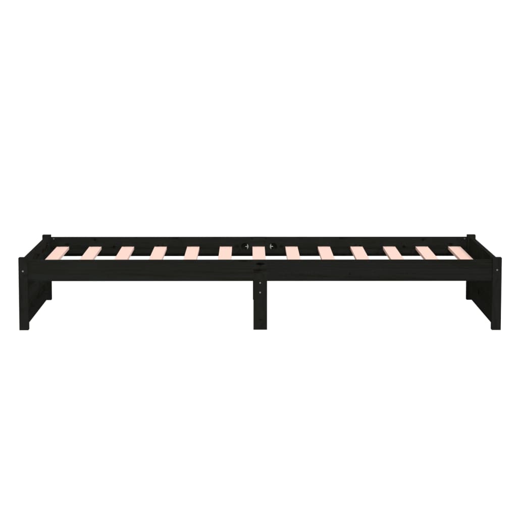 Bedframe Massief Hout Zwart 90X190 Cm 3Ft Single