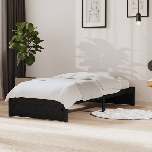 Bedframe Massief Hout Zwart 90X190 Cm 3Ft Single