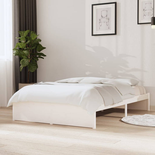 Bedframe Massief Hout Wit 120X190 Cm 4Ft Small Double