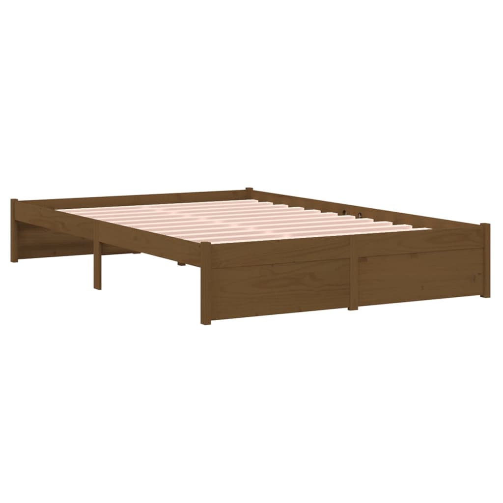 Bedframe Massief Hout Honingbruin 120X190 Cm 4Ft Small Double