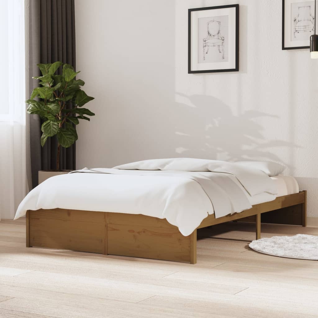 Bedframe Massief Hout Honingbruin 120X190 Cm 4Ft Small Double