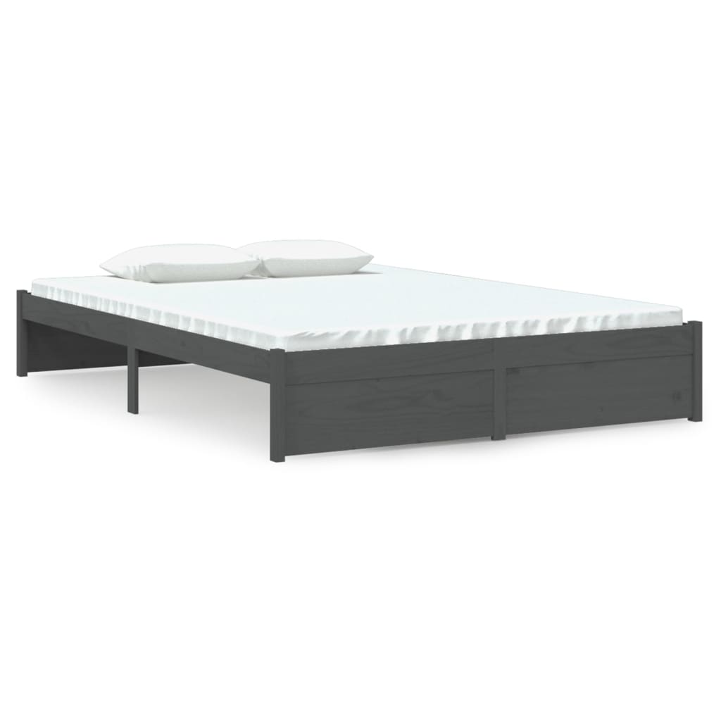Bedframe Massief Hout Grijs 140X190 Cm