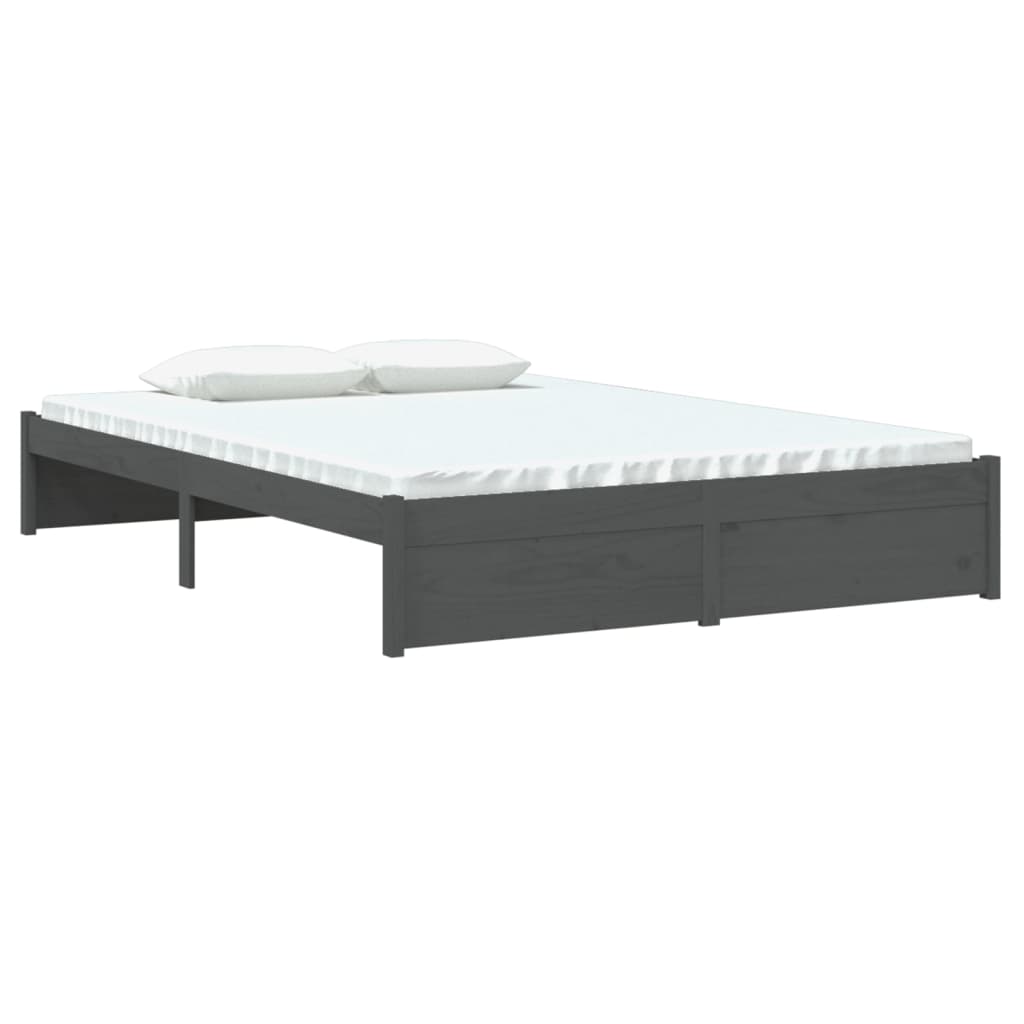 Bedframe Massief Hout Grijs 140X190 Cm