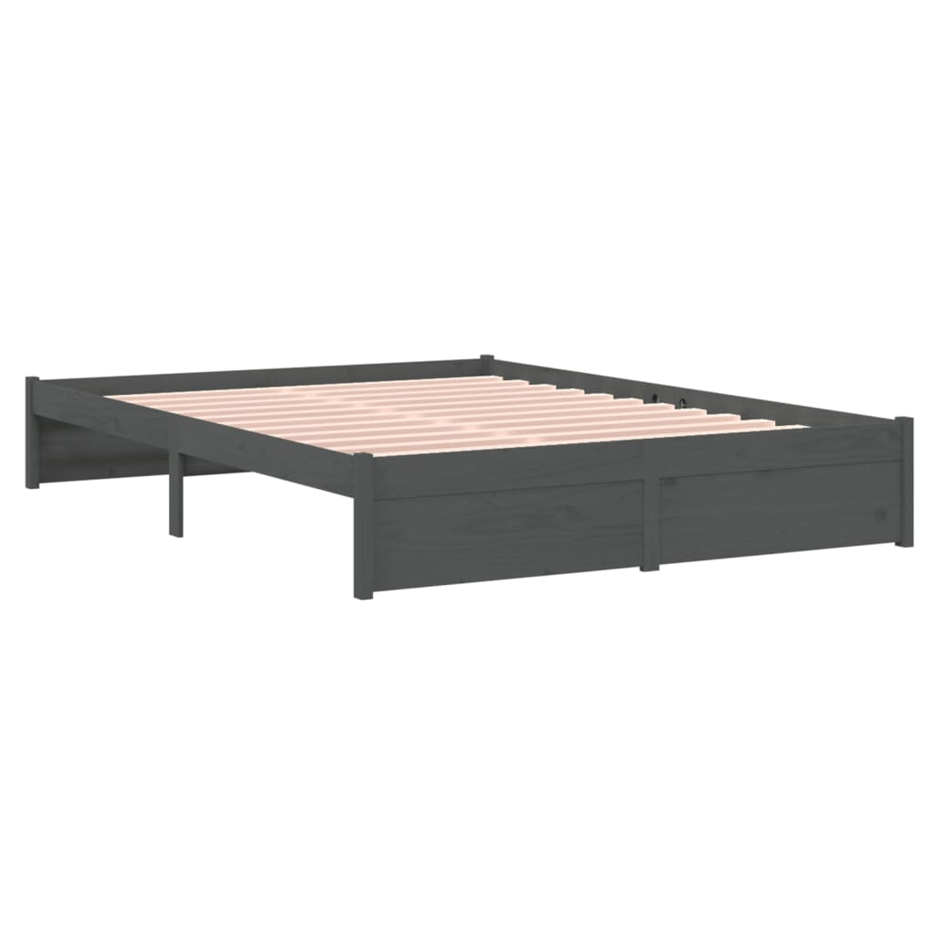 Bedframe Massief Hout Grijs 140X190 Cm
