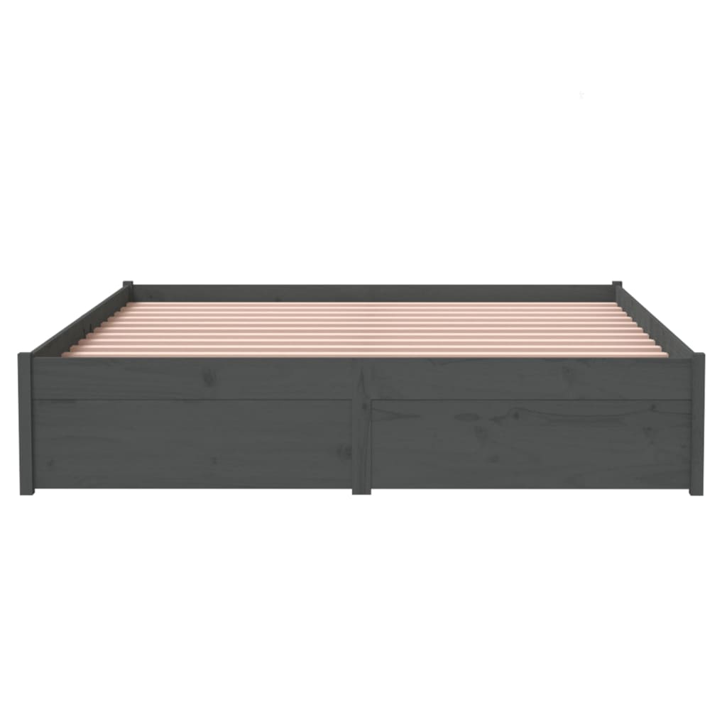 Bedframe Massief Hout Grijs 140X190 Cm