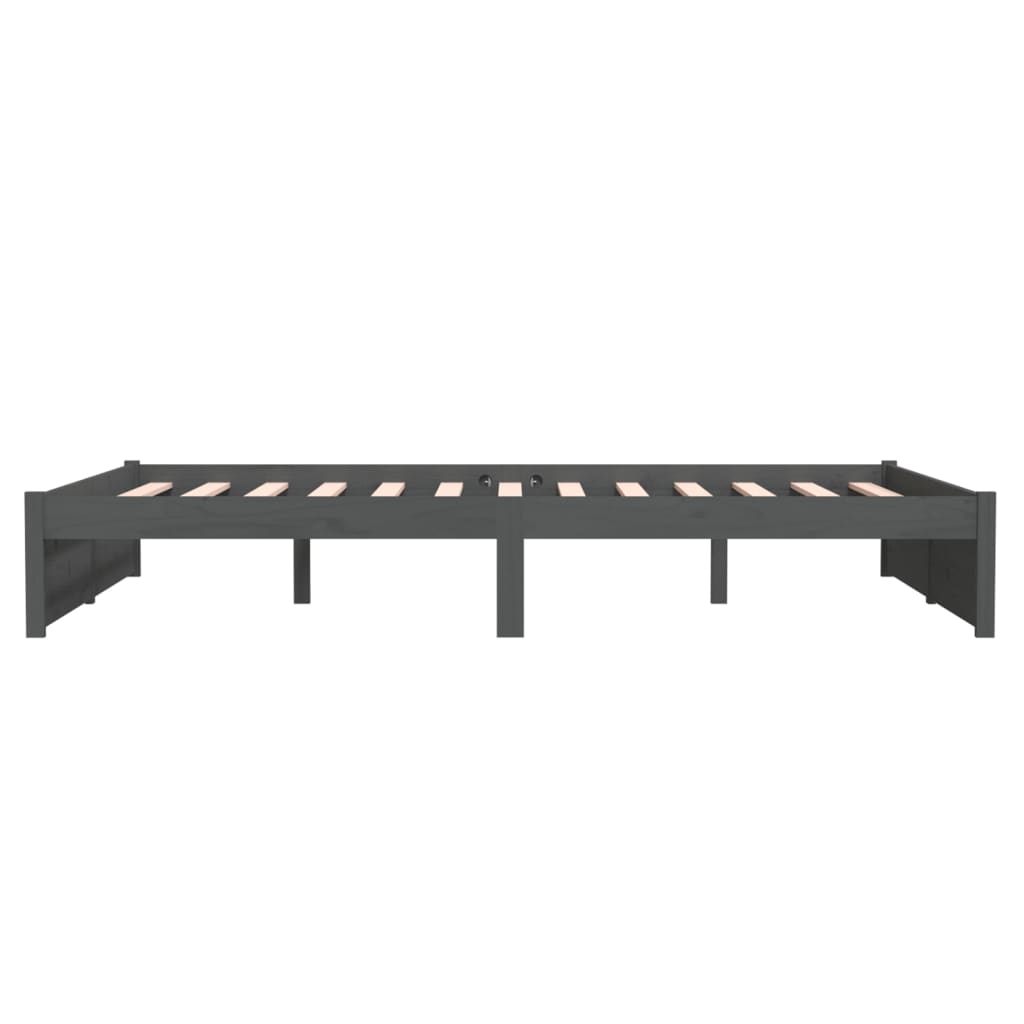 Bedframe Massief Hout Grijs 140X190 Cm