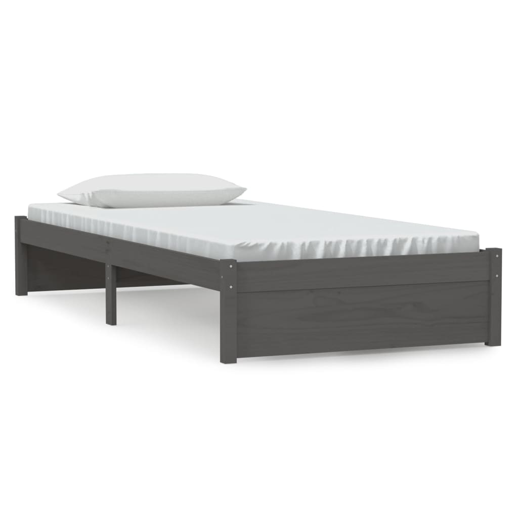 Bedframe Massief Hout Grijs 90X200 Cm