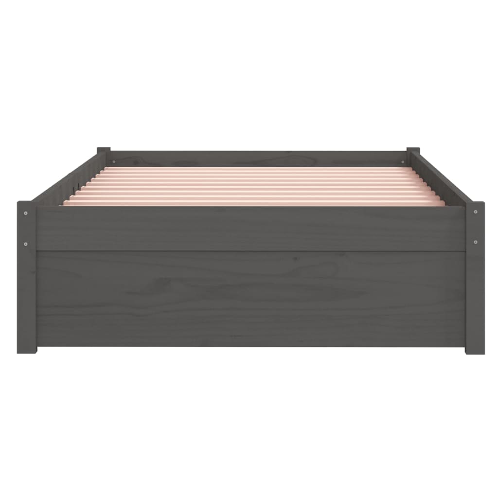Bedframe Massief Hout Grijs 90X200 Cm